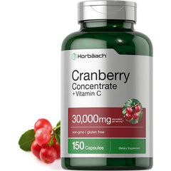 Horbaach Cranberry Concentrate 30000mg Vitamin C 150 Caps Gluten Free