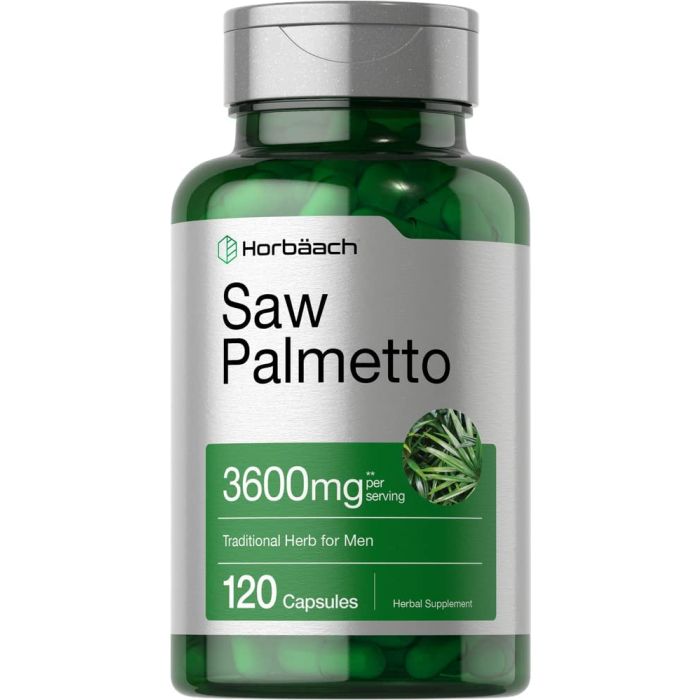 Horbaach Saw Palmetto Extract 3600mg 120 Gluten Free Capsules