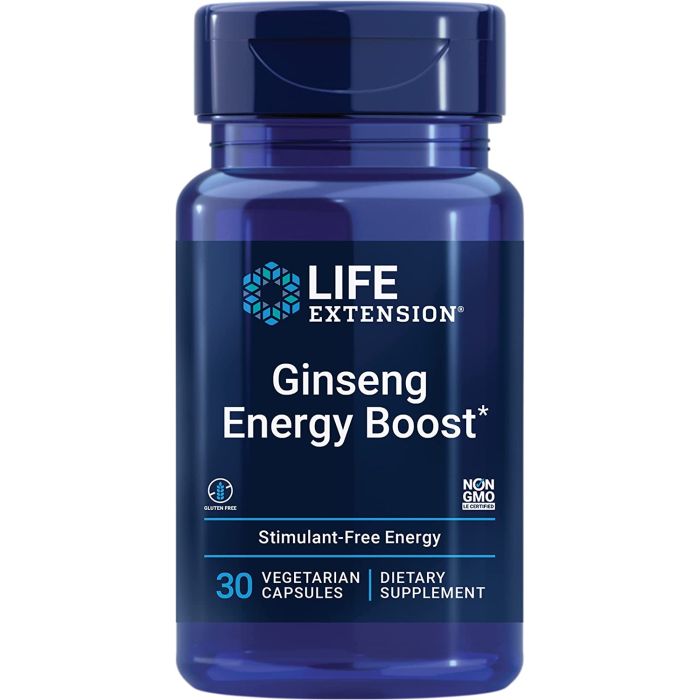 Life Extension Ginseng Energy Boost 30 Veggie Gluten Free Caps
