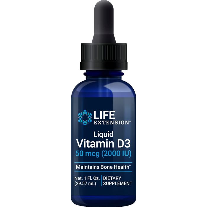 Life Extension Liquid Vitamin D3 50mcg 2000 IU 29.57ml Gluten Free