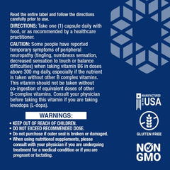 Life Extension Vitamin B6 250mg 100 Vegetarian Caps Gluten Free