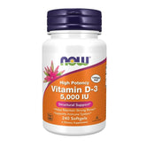 NOW High Potency Vitamin D3 5000IU Structural Support 240 Softgels