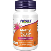 NOW Methyl Folate 5000mcg Co Enzyme B Vitamin 50 Veggie Caps