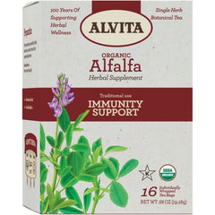 "Natural immunity tea – Alvita Organic Alfalfa, gluten-free, vegan-friendly, 16-count pack"