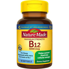 Nature Made Maximum Strength Vitamin B12 60 Softgels 5000mcg