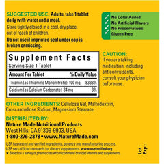 Nature Made Vitamin B1 100mg 100 Tablets