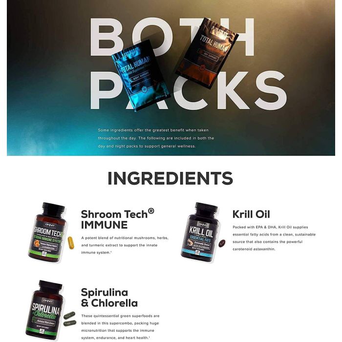 Onnit Total Human Complete Supplement 60 Packs Day And Night Vitamins