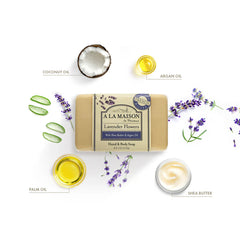 Natural lavender flower bar soap with rich lather by A La Maison 8.8 oz