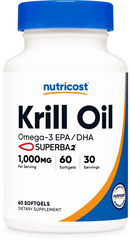 Red softgel capsules of Pomona Krill Oil for brain, heart, and joint support
