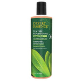 "Desert Essence Tea Tree Replenishing Shampoo – 12 oz bottle with natural tea tree formula"