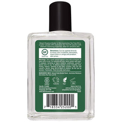 "Desert Essence Kinder to Skin Tea Tree Oil – clear bottle with green label and black cap"