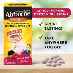Airborne Vitamin C 1000mg Immune Support Berry 32 Chewable Tablets