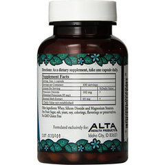 Ingredients panel of Alta Health Potassium Chloride Plus Silica Capsules