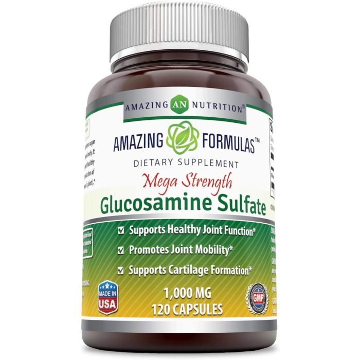 "Amazing Formulas Glucosamine Sulfate 1000mg - Promotes pain relief and joint mobility."