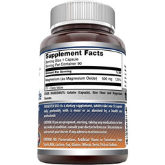 Amazing Formulas Magnesium Oxide 500mg bottle – high-potency mineral supplement, 90 capsules