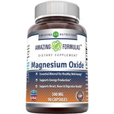 Front of Amazing Formulas Magnesium Oxide 500mg bottle – gluten-free, non-GMO, 90 capsules