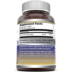 Amazing Formulas Zinc Gluconate 50mg bottle with 250 tablets for immune support