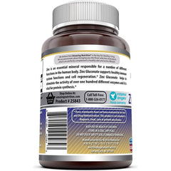 Supplement Facts label for Amazing Formulas Zinc Gluconate 50mg, high-potency mineral tablets