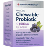 Close-up of American Health grape-flavored probiotic supplement