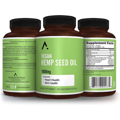 Ascendant Hemp Seed Oil bottle – 120 vegan softgels for heart and skin health