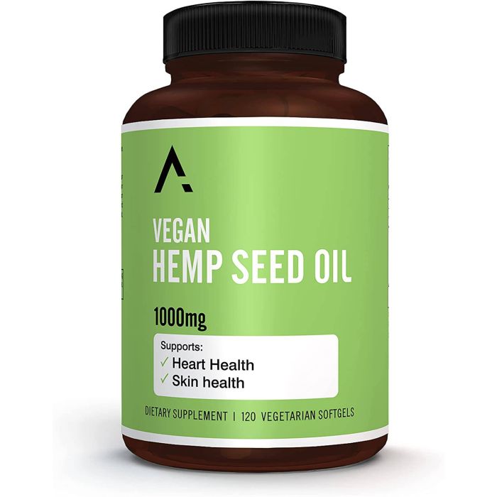 Close-up of vegan softgels from Ascendant Hemp Oil supplement