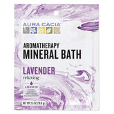 Spa setting with Aura Cacia Aromatherapy Mineral Bath and calming candles