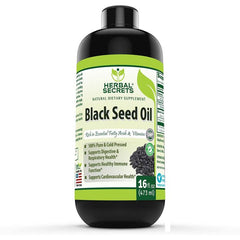 Herbal Secrets Black Seed Oil 16 Oz Cold Pressed Respiratory Health