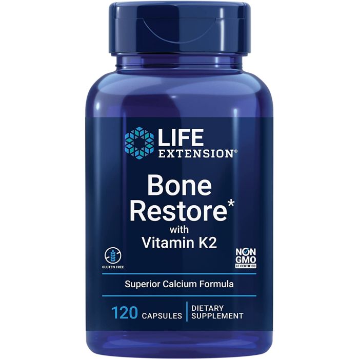 Life Extension Bone Restore Vitamin K2 120 Caps Superior Calcium