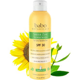 Babo Botanicals Sheer Zinc Spray showing lightweight, sheer sun protection for sensitive skin