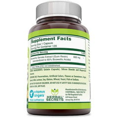 Herbal Secrets Boswellia Extract 600 mg 120 Caps Joint Health Support