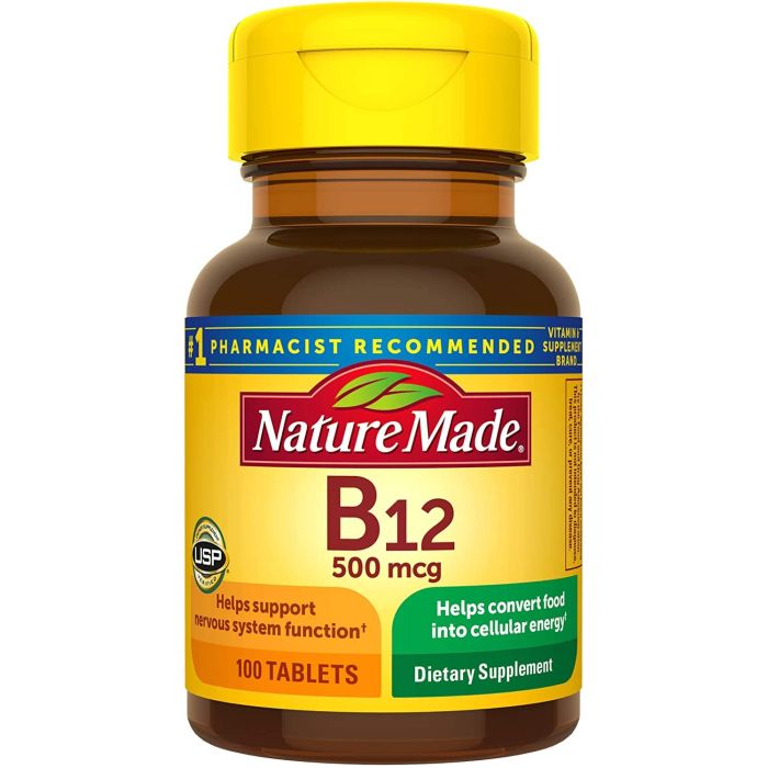 Nature Made Vitamin B12 500mcg Tablets Metabolism Support