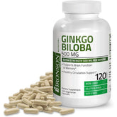 Vegetarian capsules of Bronson Ginkgo Biloba 500 mg for memory and focus