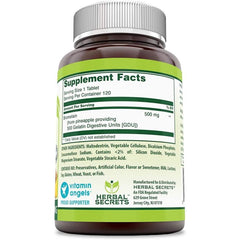 Herbal Secrets Bromelain 500 Mg 120 Tablets Proteolytic Enzyme