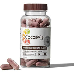 Cocoa Via Heart and Brain bottle – 60 capsules for brain function, energy, and heart health support.