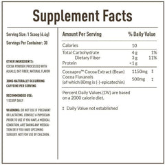 CocoaVia powder – 360 g bottle of dark chocolate flavored vegan powder to support cardiovascular and energy health.