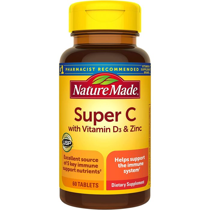 Nature Made Super C With Vitamin D3 Zinc 60 Tablets