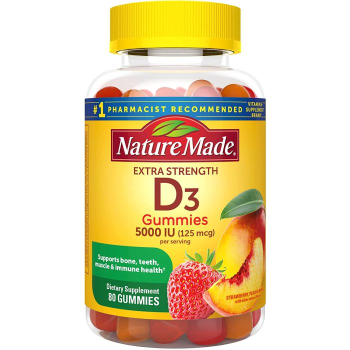 Nature Made Vitamin D3 Extra Strength 5000 IU 125mcg Gummies