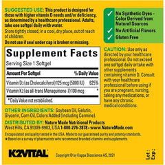 Nature Made Vitamin D3 Plus K2 30 Softgels Bone Health