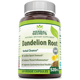 Supplement Facts panel of Herbal Secrets Dandelion Root 520 mg – dosage and ingredient breakdown