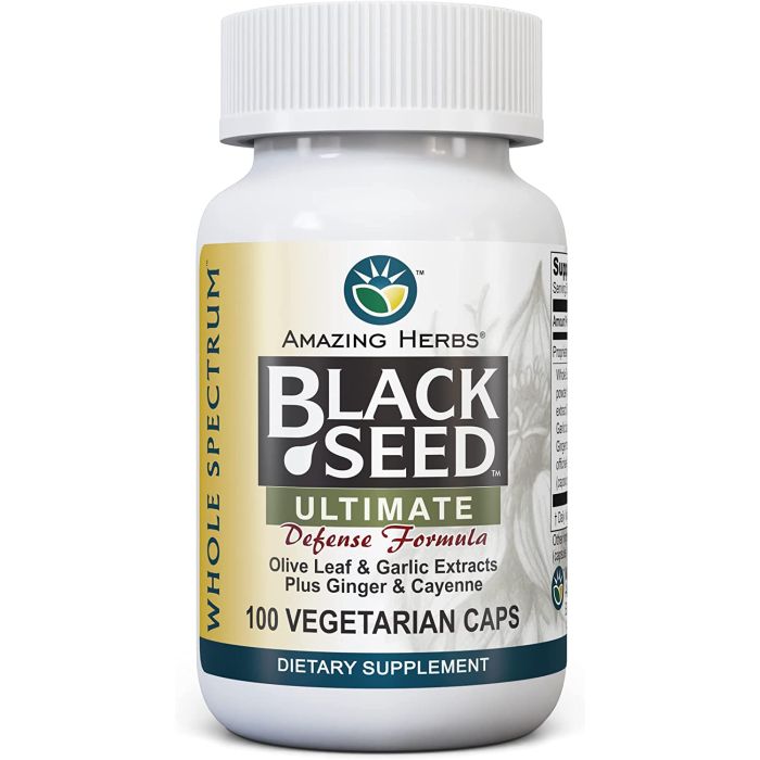 "Amazing Herbs Black Seed Ultimate – full-spectrum immune support capsules, 100 count"