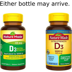 Nature Made Vitamin D3 Extra Strength 5000 IU 125mcg Softgels