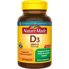 Nature Made Vitamin D3 1000 IU 25mcg Tablets Bone Muscle Support