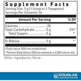 Supplement facts for Corvalen Cardiovascular Health & Energy Production – featuring D-Ribose, Vitamin B6, and Magnesium.