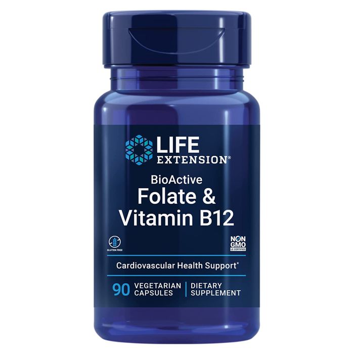 Life Extension BioActive Folate Vitamin B12 90 Vegetarian Caps