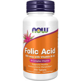 NOW Folic Acid 800mcg Vitamin B12 250 Tablets Vegan Non GMO