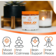 Open Genius Joy bottle with capsules – daily mental clarity supplement