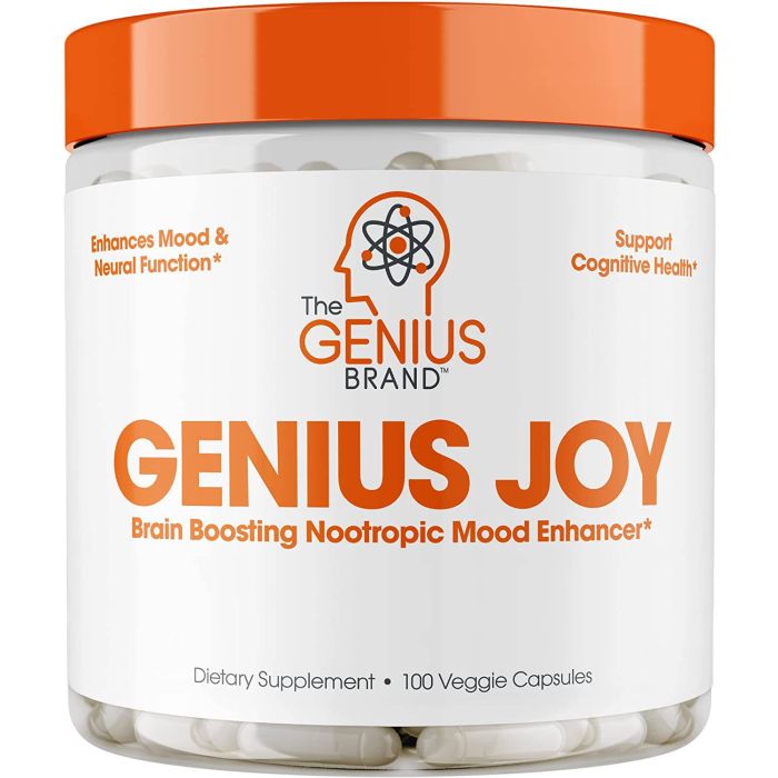 Genius Joy product displayed on table – supports stress relief and focus