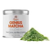 Lifestyle image with Genius Matcha drink on a desk for focus support