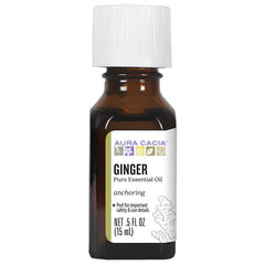 “Aura Cacia anchoring ginger oil in dropper bottle – paraben-free, petroleum-free essential oil”