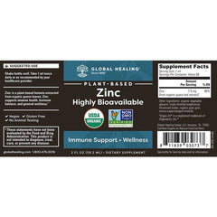 Global Healing Plant-Based Liquid Zinc 2 oz bottle – organic immune support vegan supplement